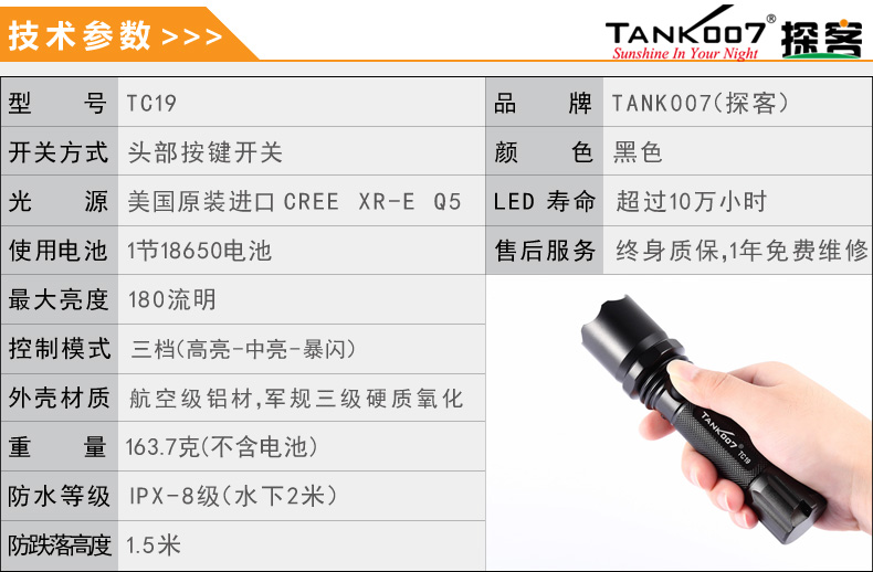 選購強(qiáng)光手電筒什么品牌好？探客TANK007手電筒生產(chǎn)廠家